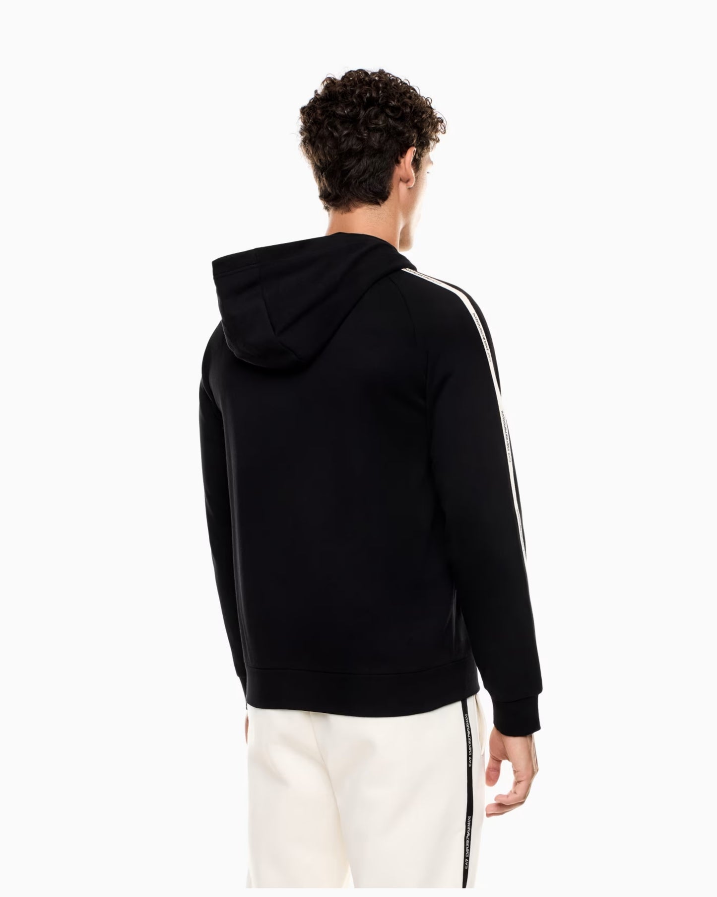 EA7 Felpa con cappuccio e zip Logo Series in misto cotone