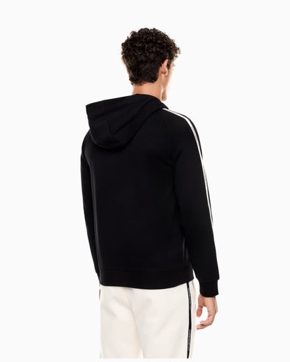 EA7 Felpa con cappuccio e zip Logo Series in misto cotone