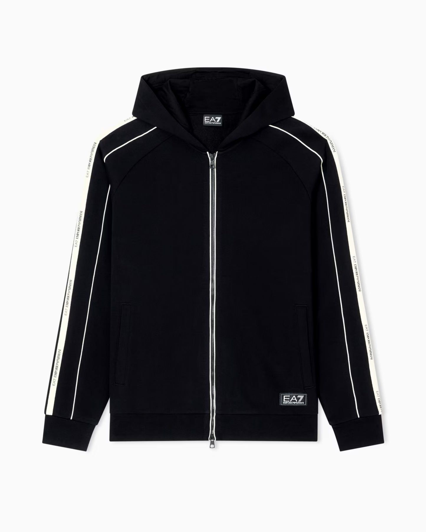 EA7 Felpa con cappuccio e zip Logo Series in misto cotone