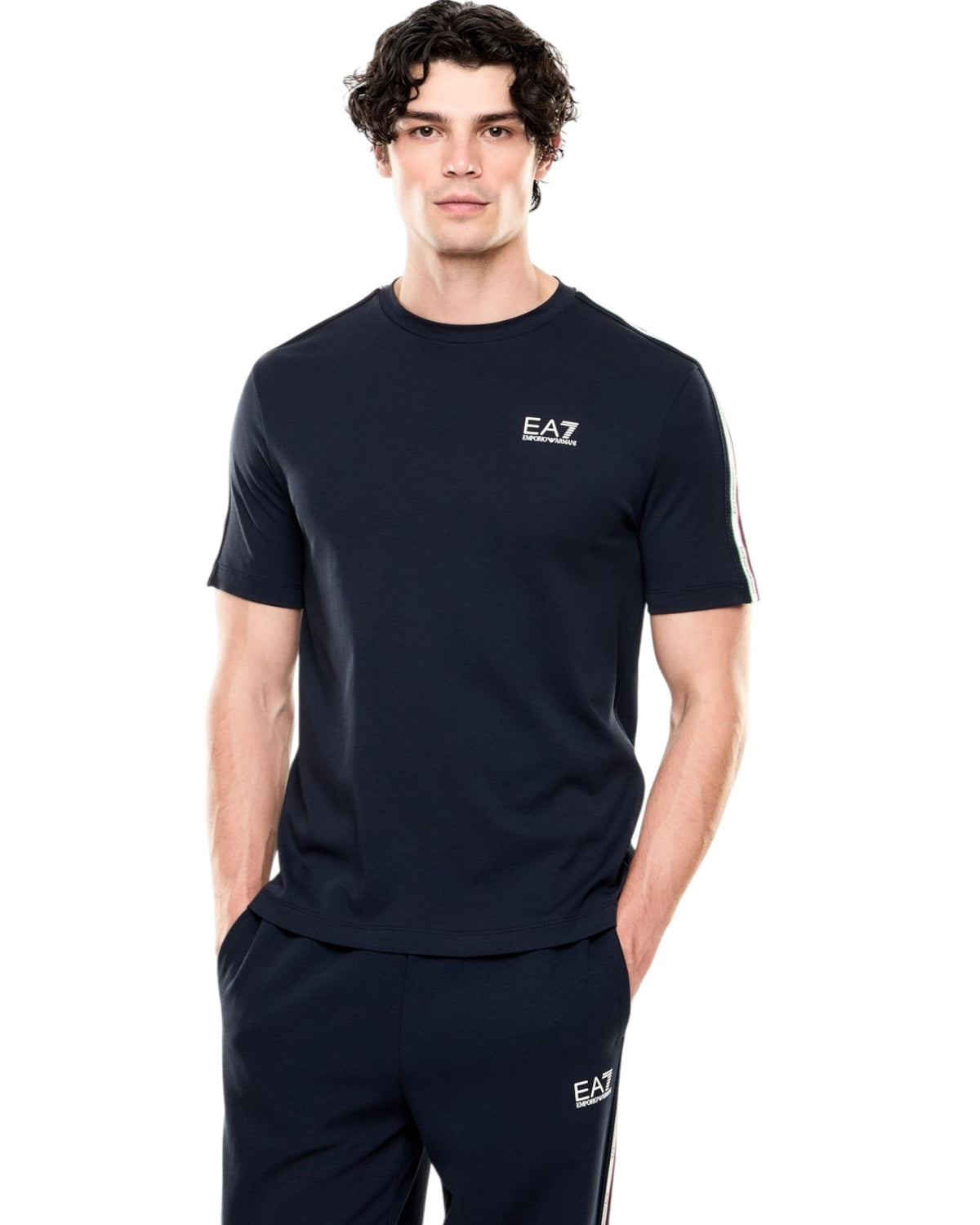 EA7 t-shirt vestibilità slim in morbito jiersy di cotone  mod. Italian Spirit