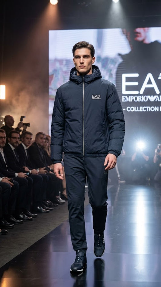 EA7 Giubbino Premium Label over con cappuccio e logo