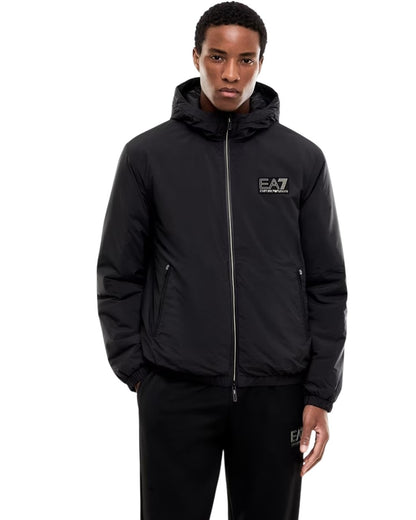 EA7 Giubbino Premium Label over con cappuccio e logo
