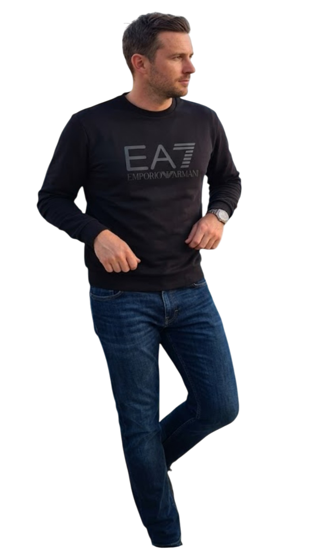 EA7 Felpa Core Identity in cotone con maxi logo