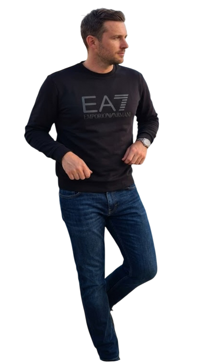 EA7 Felpa Core Identity in cotone con maxi logo