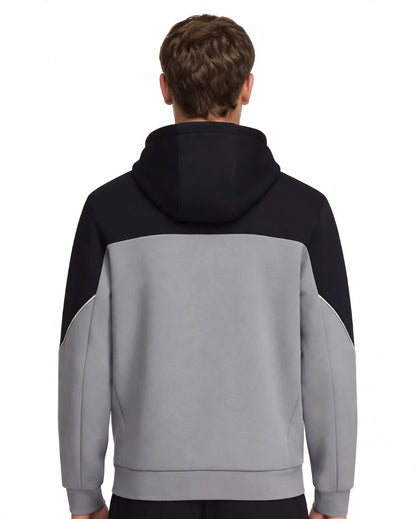 EA7 felpa zip lunga cappuccio bicolore