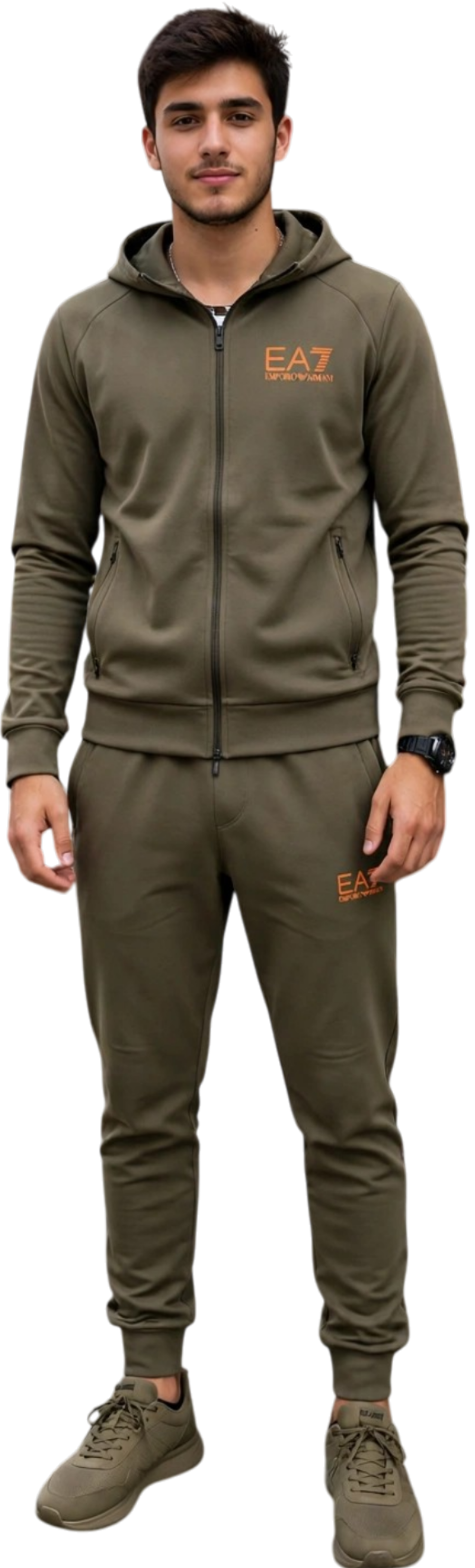 EA7 tuta zip lunga cappuccio