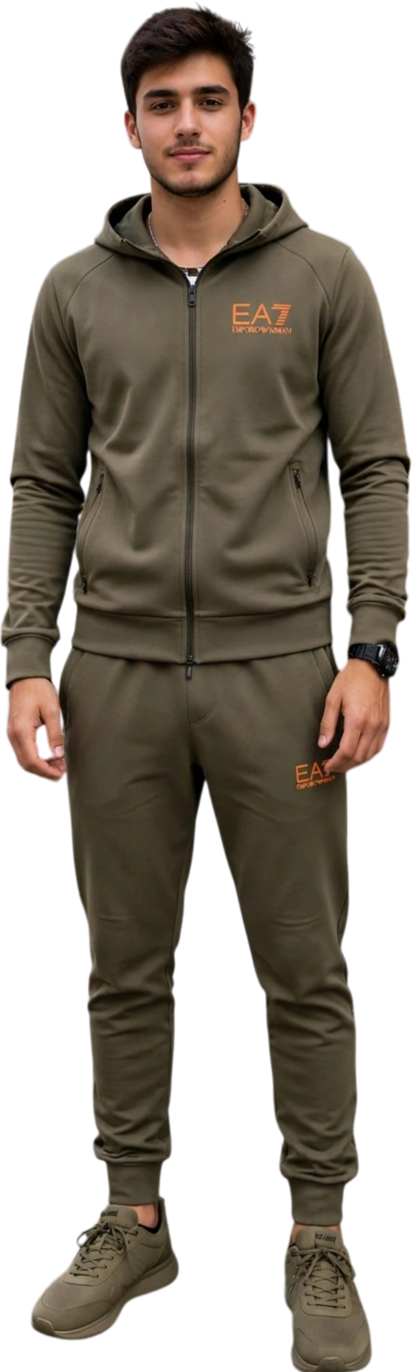 EA7 tuta zip lunga cappuccio