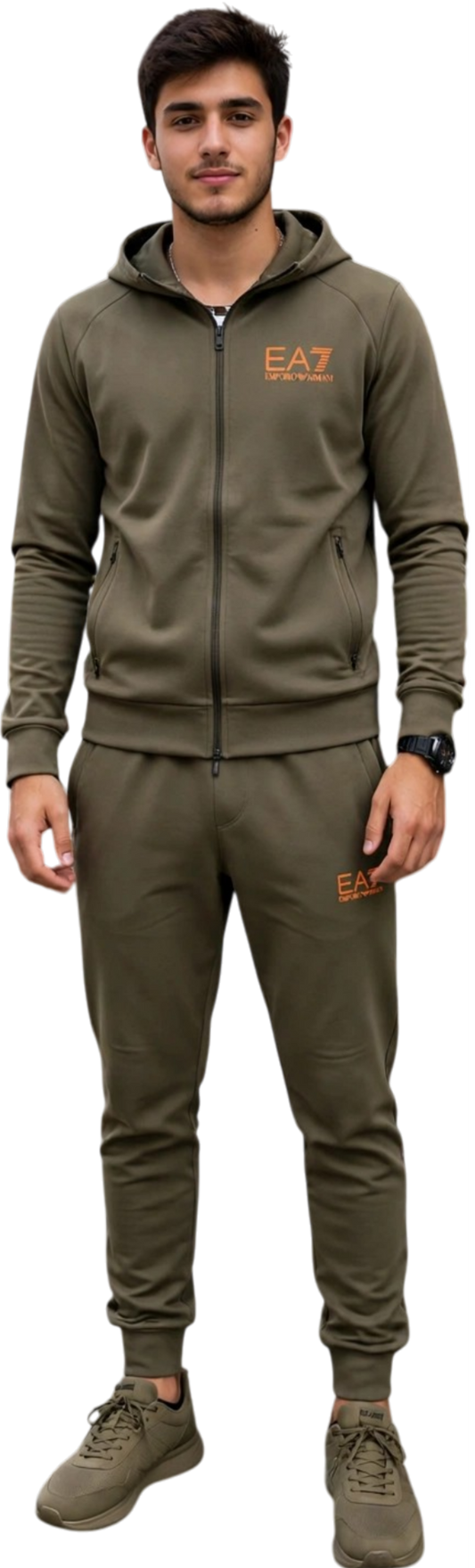 EA7 tuta zip lunga cappuccio