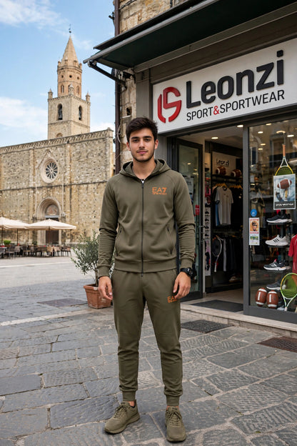 EA7 tuta zip lunga cappuccio