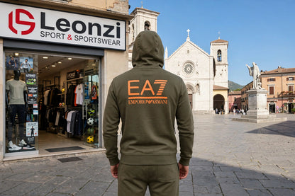 EA7 tuta zip lunga cappuccio