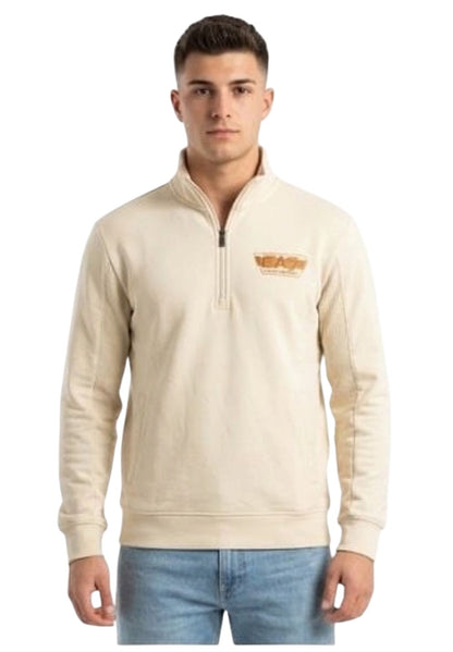 EA7 felpa mezza zip di forte tendenza in cotone felpato