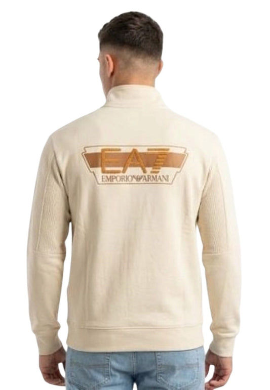 EA7 felpa mezza zip di forte tendenza in cotone felpato