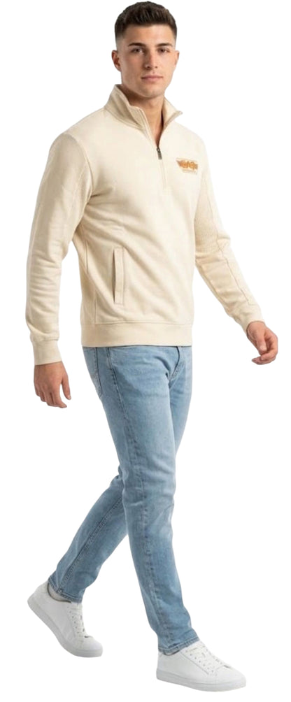 EA7 felpa mezza zip di forte tendenza in cotone felpato