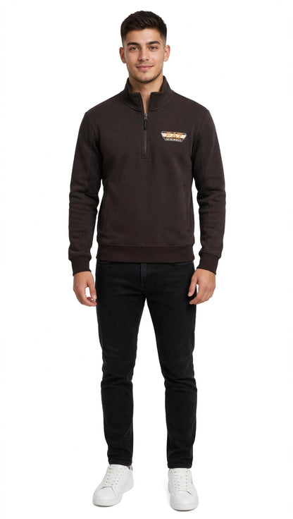 EA7 felpa mezza zip di forte tendenza in cotone felpato