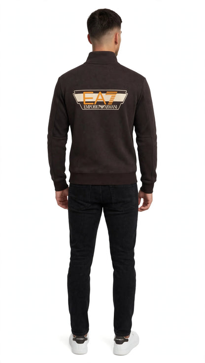 EA7 felpa mezza zip di forte tendenza in cotone felpato