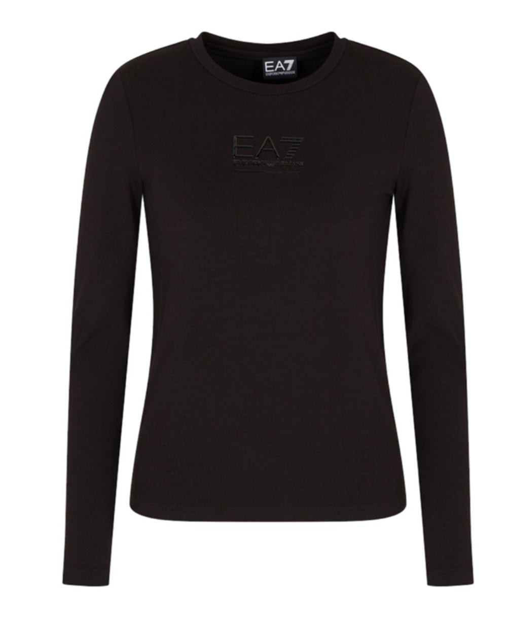 EA7 EMPORIO ARMANI T-Shirt Visibility a Manica Lunga da Donna in Cotone Stretch – 7W000415