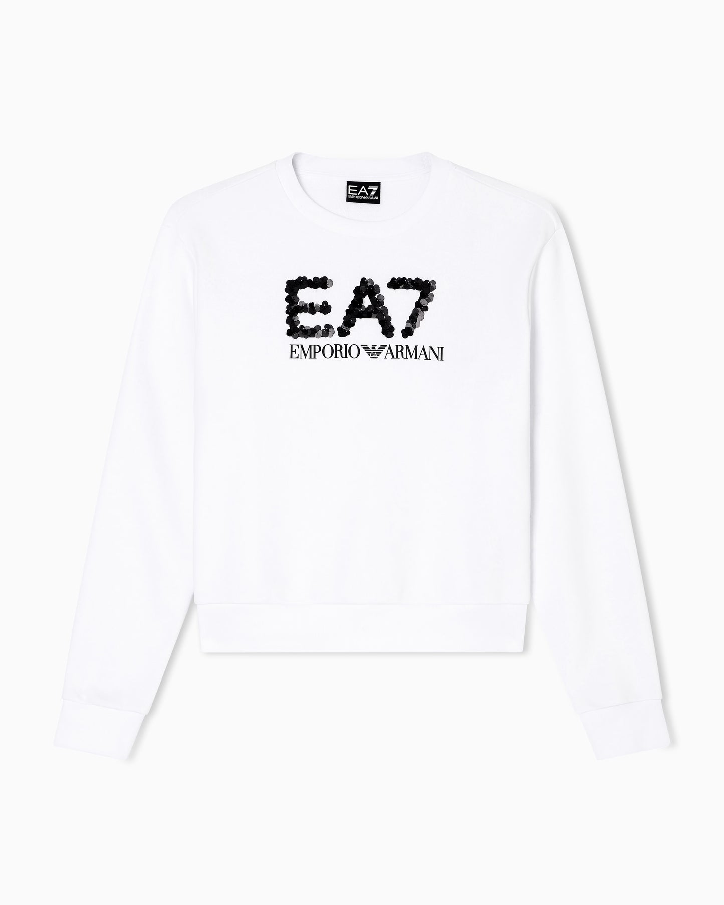 EA7 Felpa girocollo Logo Series in misto cotone con paillettes