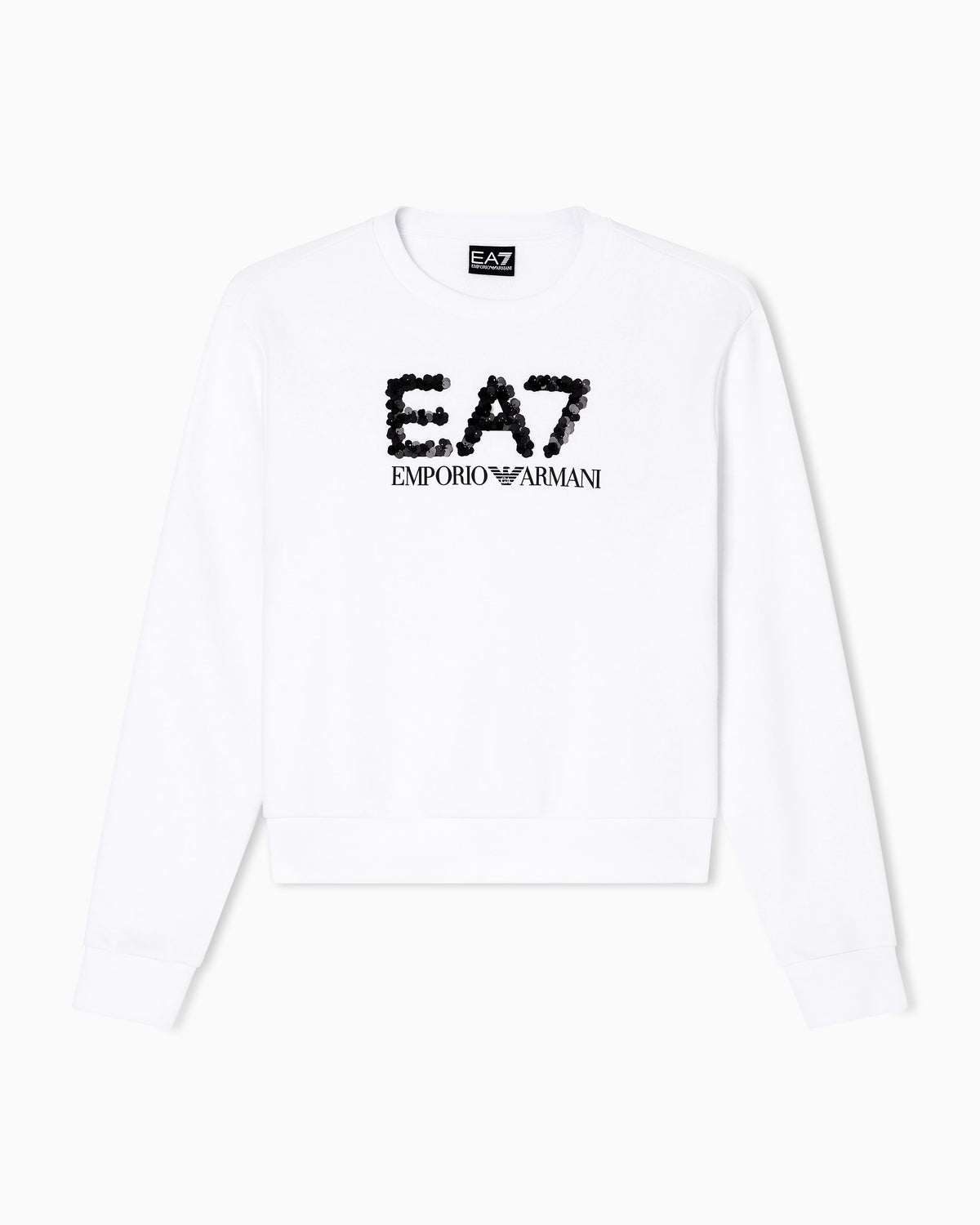 EA7 Felpa girocollo Logo Series in misto cotone con paillettes