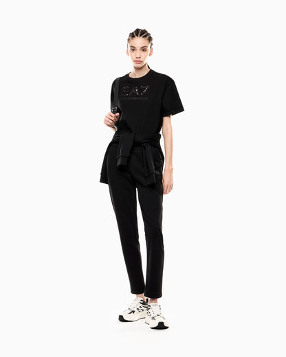 EA7 Pantaloni Logo Series in misto cotone donna