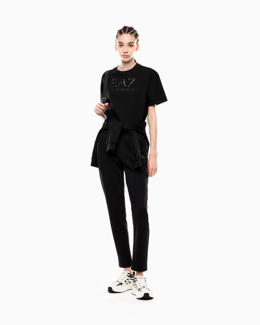 EA7 Pantaloni Logo Series in misto cotone donna