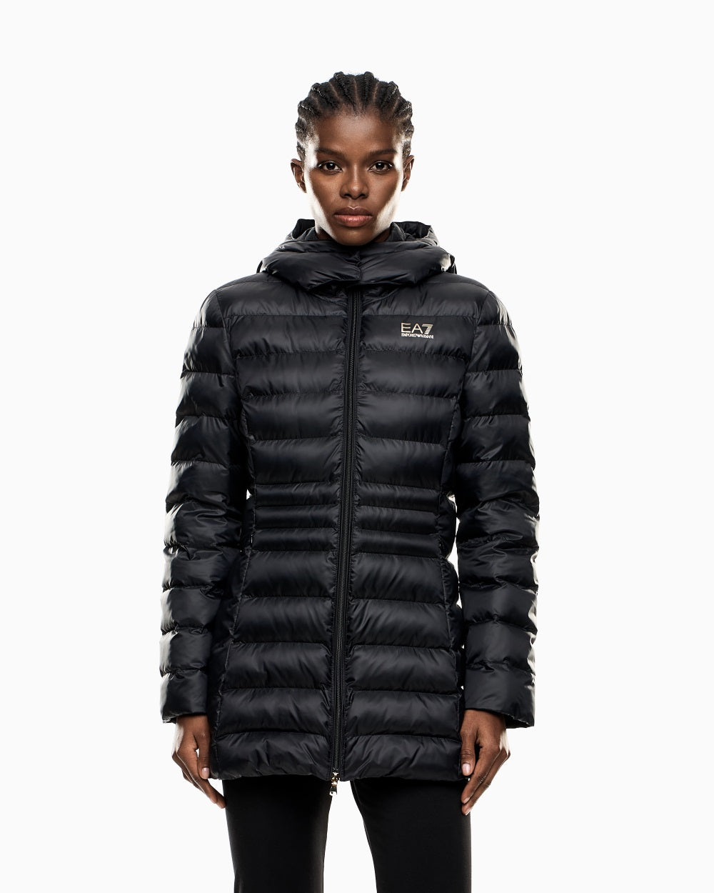 EA7 Caban con cappuccio in nylon imbottito