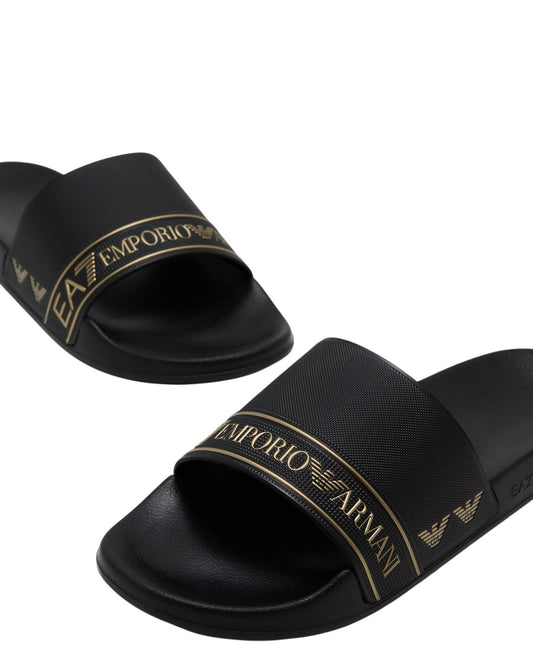 EA7 Ciabatta con Sliders definite dalla fascia decorata con banda logata e Eagle lateral