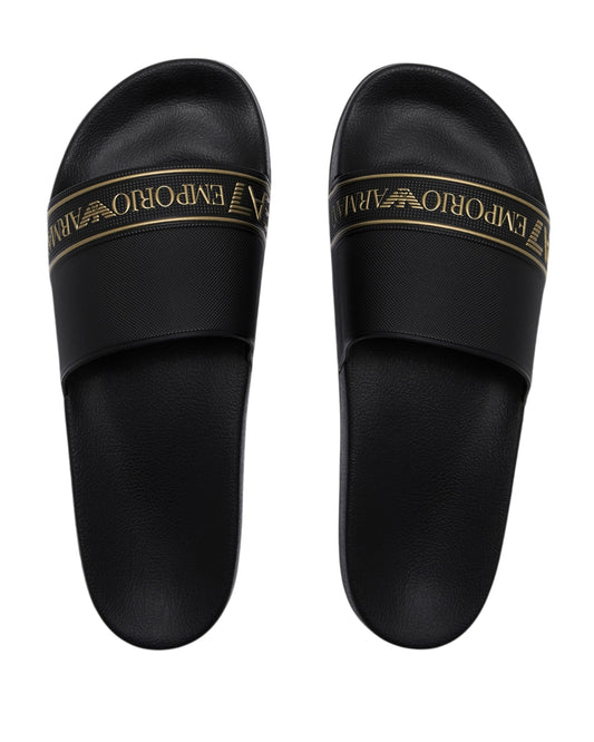 EA7 Ciabatta con Sliders definite dalla fascia decorata con banda logata e Eagle lateral