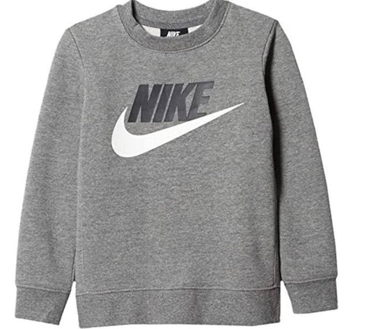 Nike felpa giro collo 3/7 anni club hbr crew carbon heather