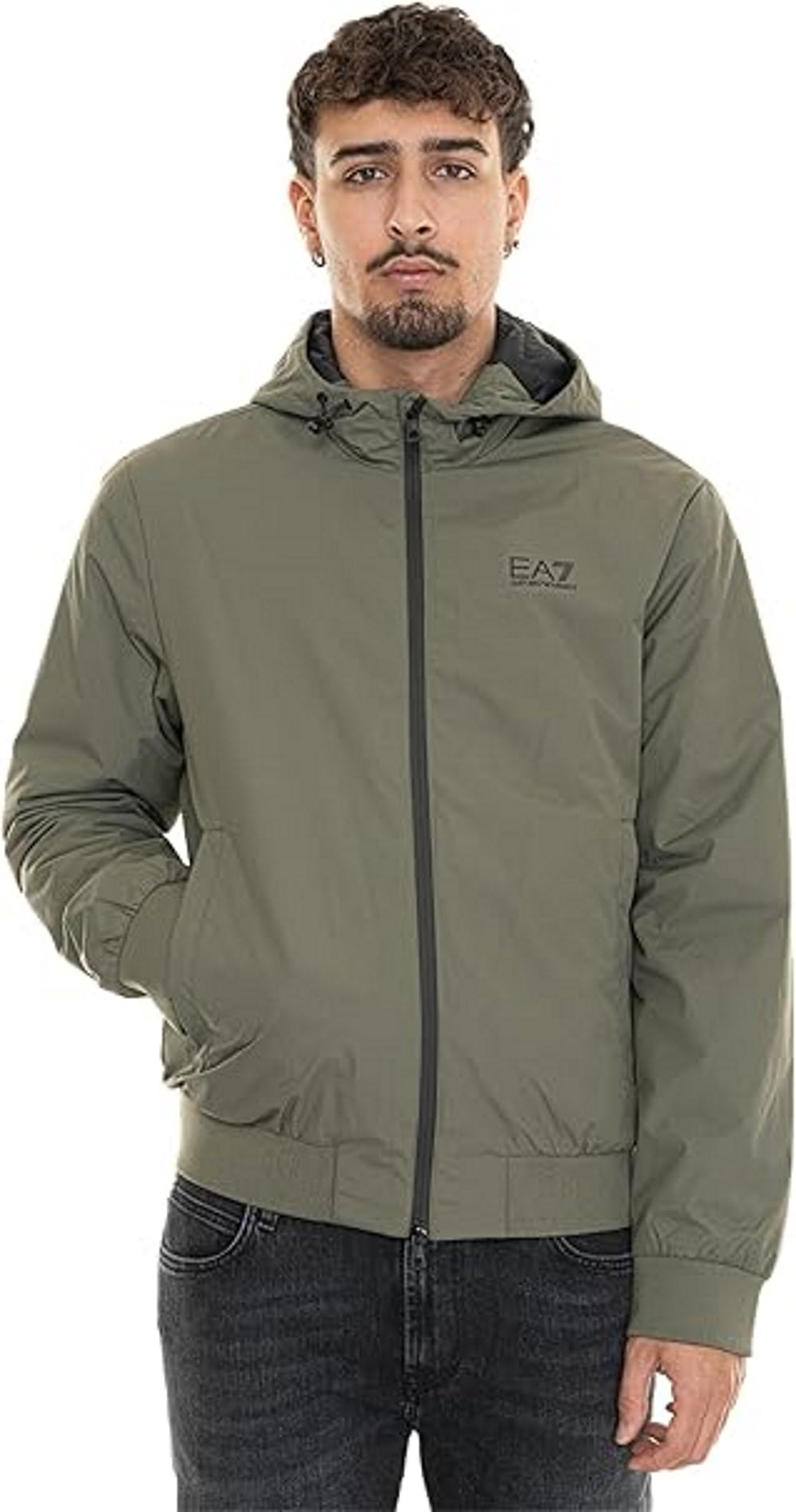 Bomber con cappuccio Core Identity in tessuto tecnico
