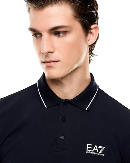 EA7 Polo piquet in cotone stretch a maniche corte Core Identity