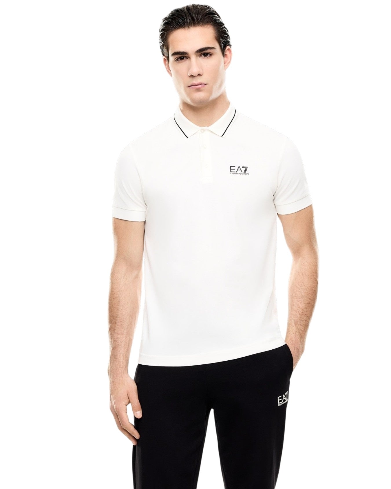 EA7 Polo piquet in cotone stretch a maniche corte Core Identity