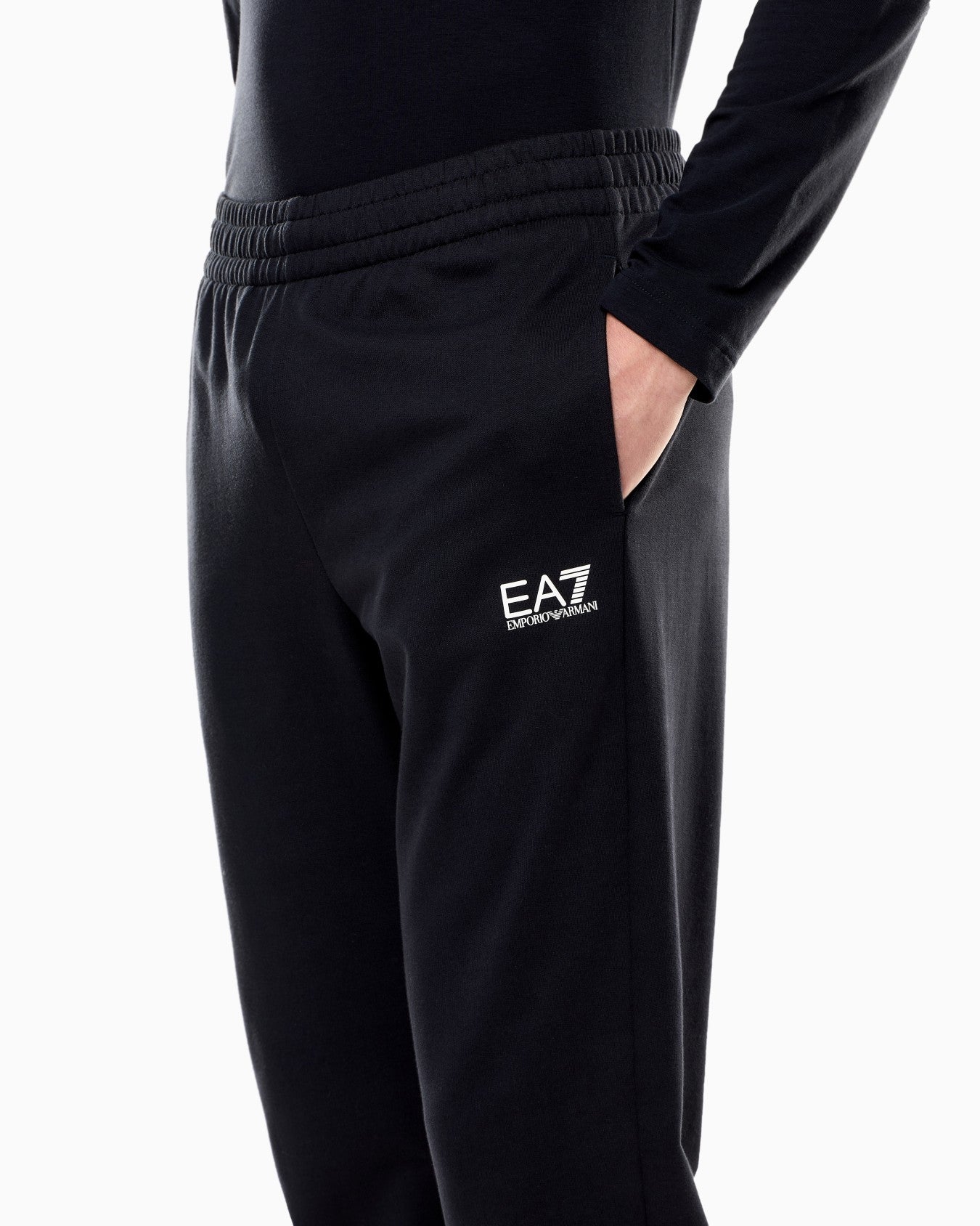 EA7 pantalone felpa leggera con polsino