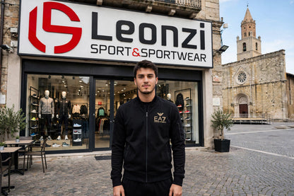 EA7 tuta zip lunga cappuccio in felpa