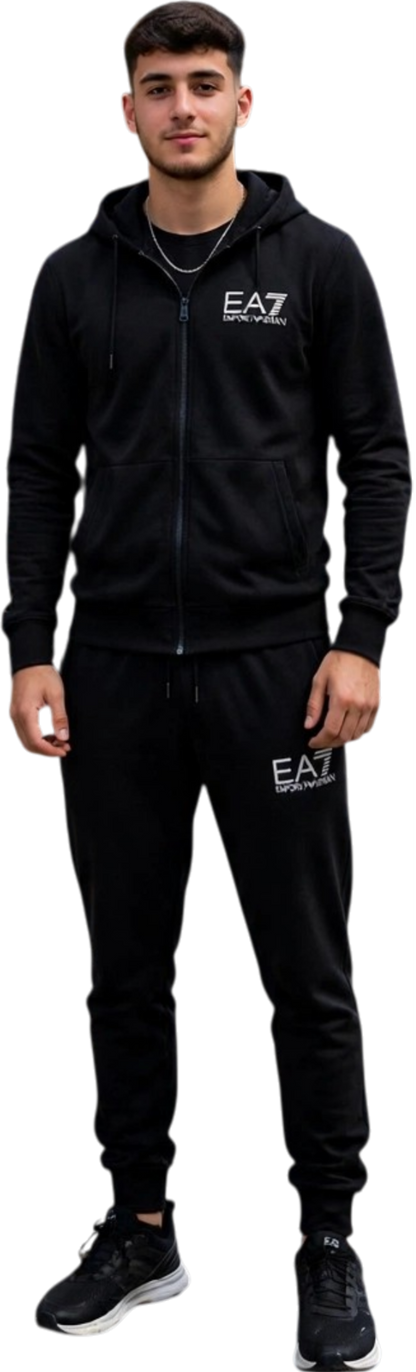 EA7 tuta zip lunga cappuccio in felpa
