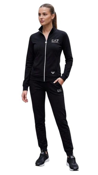 EA7 Felpa con Cappuccio Evolution in misto viscosa stretch Nero