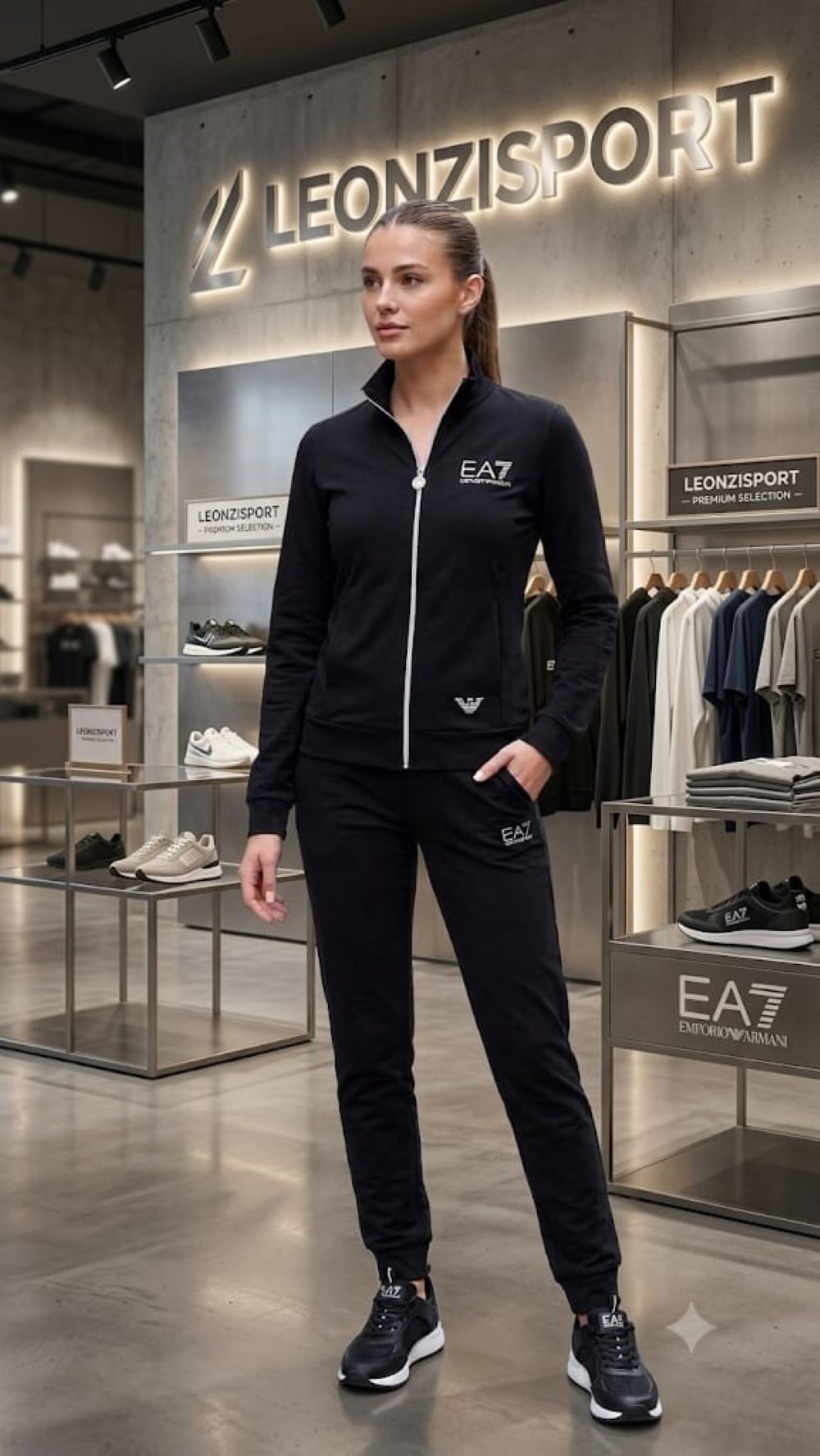 EA7 Felpa con Cappuccio Evolution in misto viscosa stretch Nero