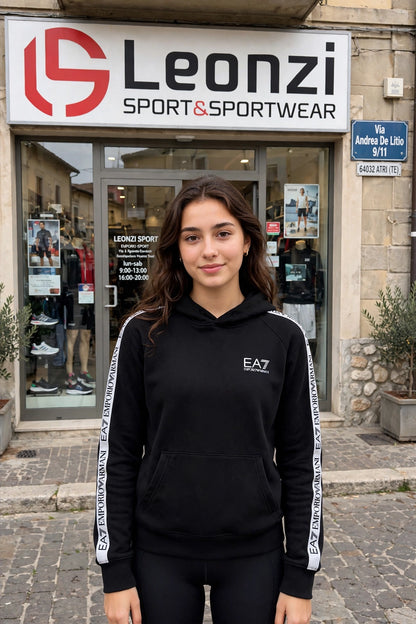 EA7 t-shirt manica lunga con il logo argento con brillantini