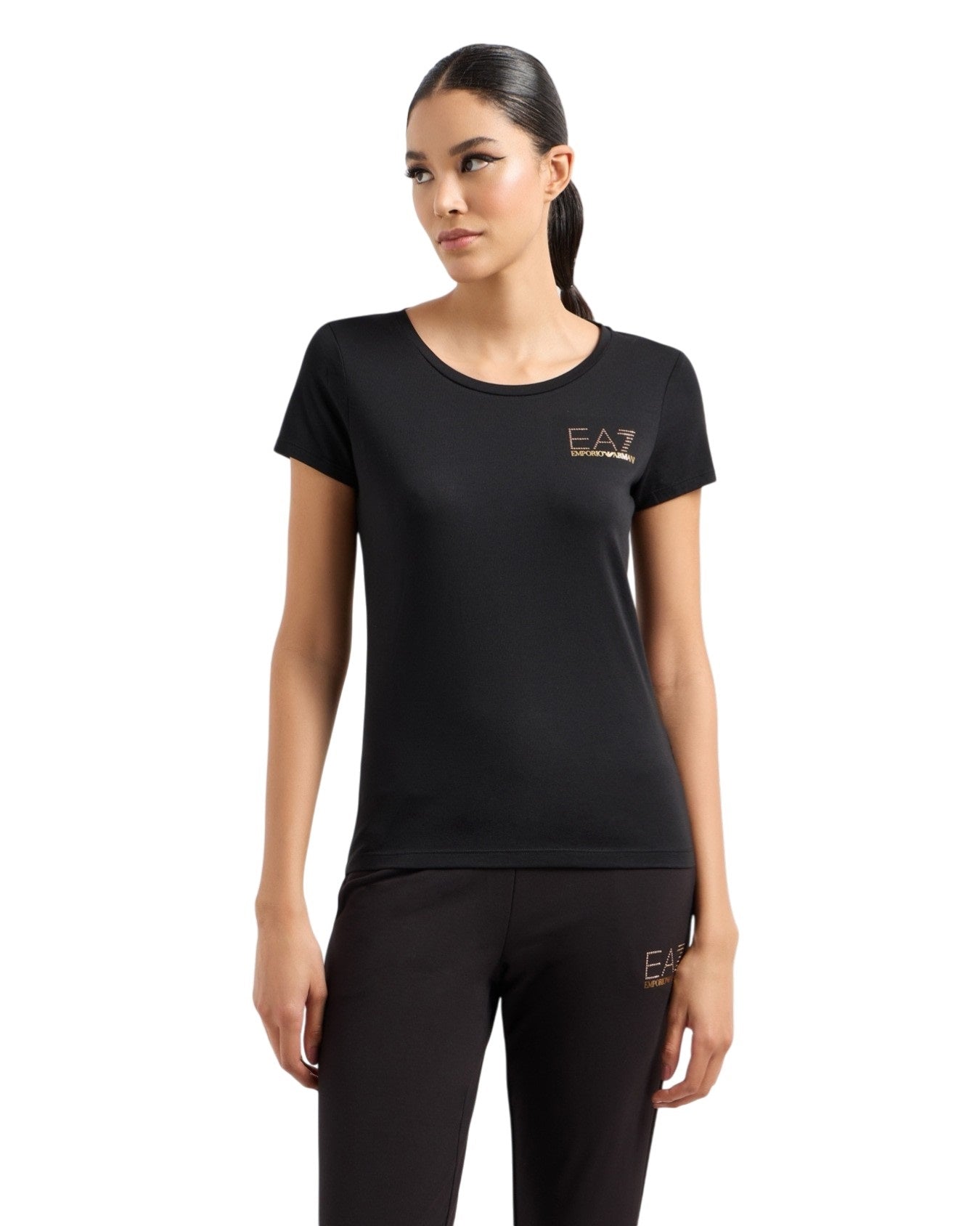 EA7 T-shirt girocollo Evolution in misto cotone e modal stretch