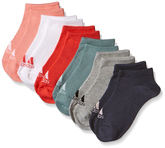 Adidas calze basse conf 6 paia rosso/grigio/bluette/giallo/nero/bianco