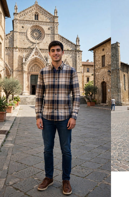 Yes-Zee camicia tipo fllanella da uomo