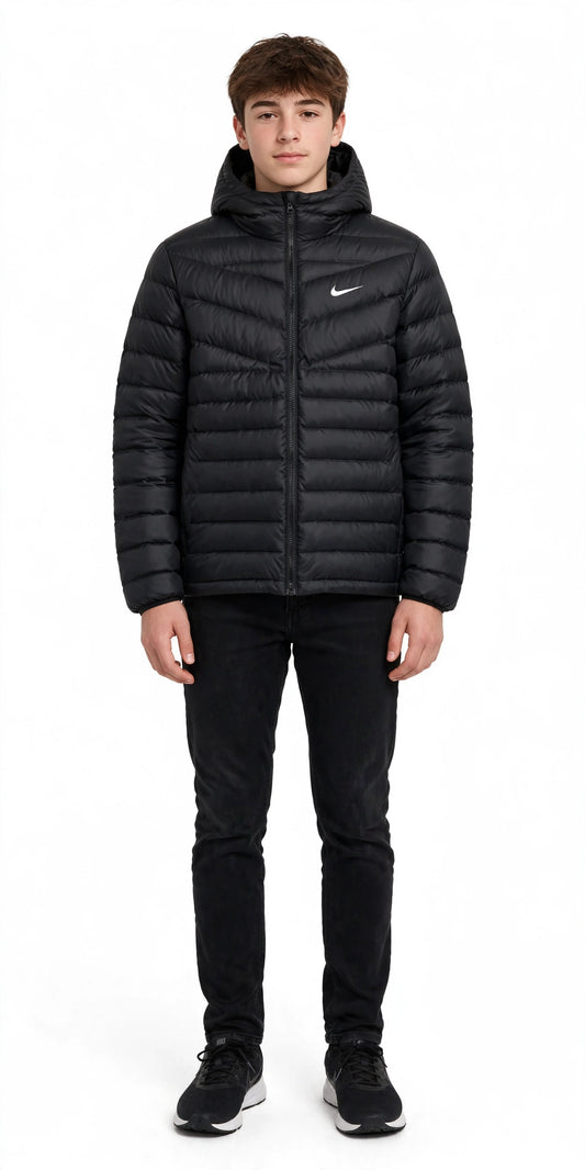 Nike piumino w nsw wr lt wt dwn jkt black/black/white