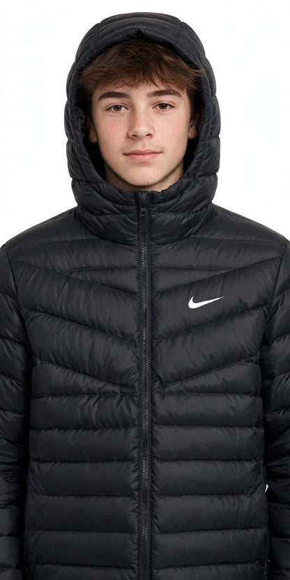 Nike piumino w nsw wr lt wt dwn jkt black/black/white