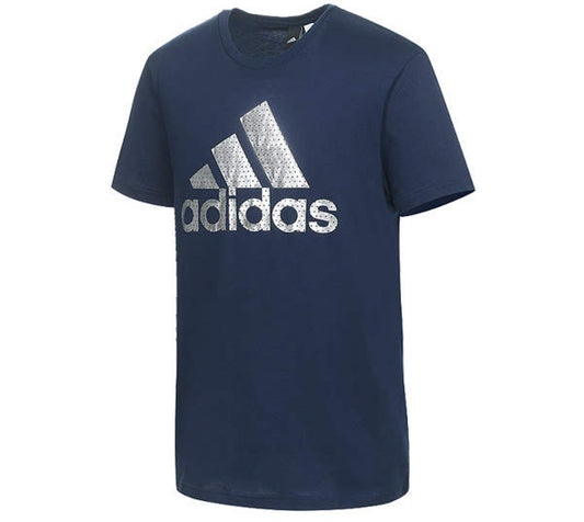 adidas t-shirt giro collo con logo argento mod.bos foil