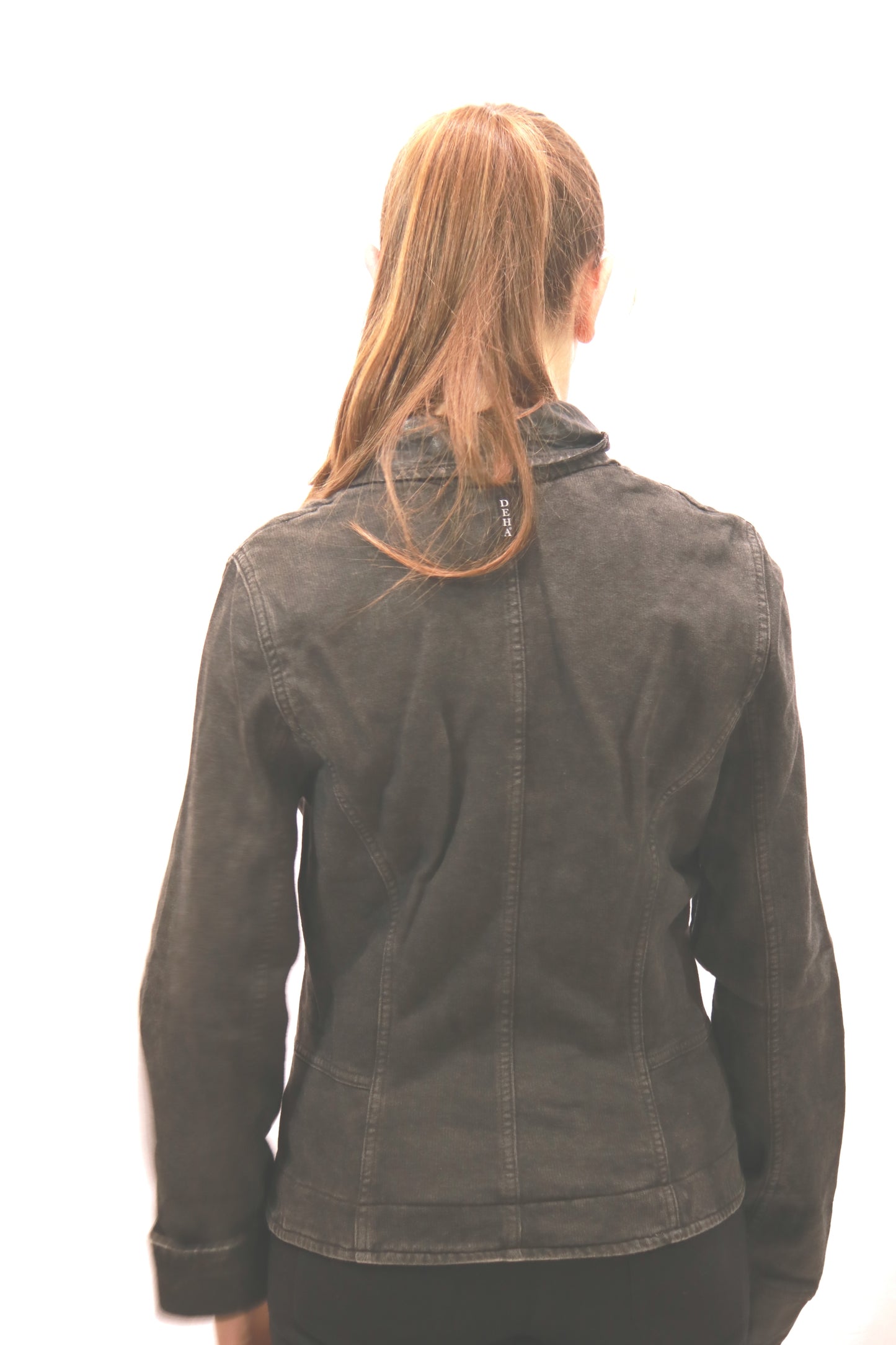 Giacca cotone con collo in pelle