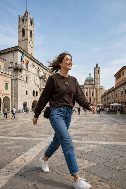 YES-ZEE felpa giro collo con patch