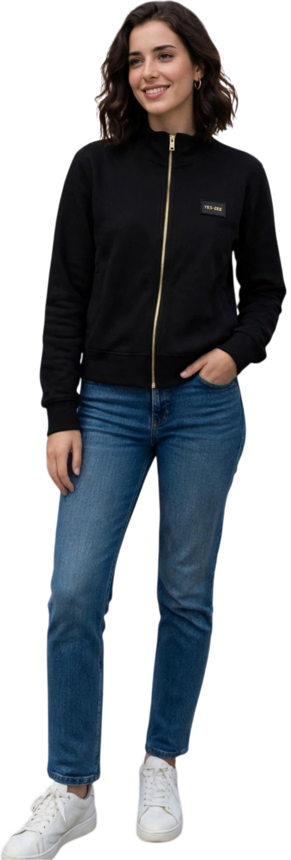 Yess-Zee felpa zip lunga in Modal