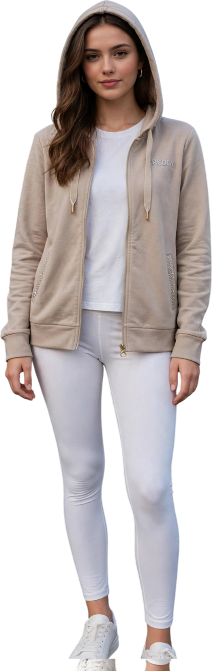 Freddy felpa zip lunga cappuccio in modal