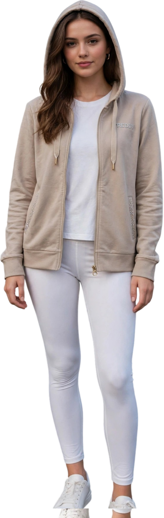 Freddy felpa zip lunga cappuccio in modal