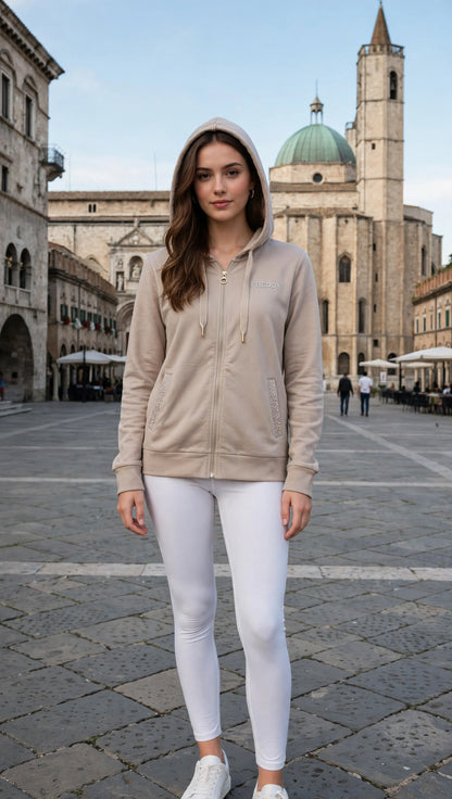 Freddy felpa zip lunga cappuccio in modal