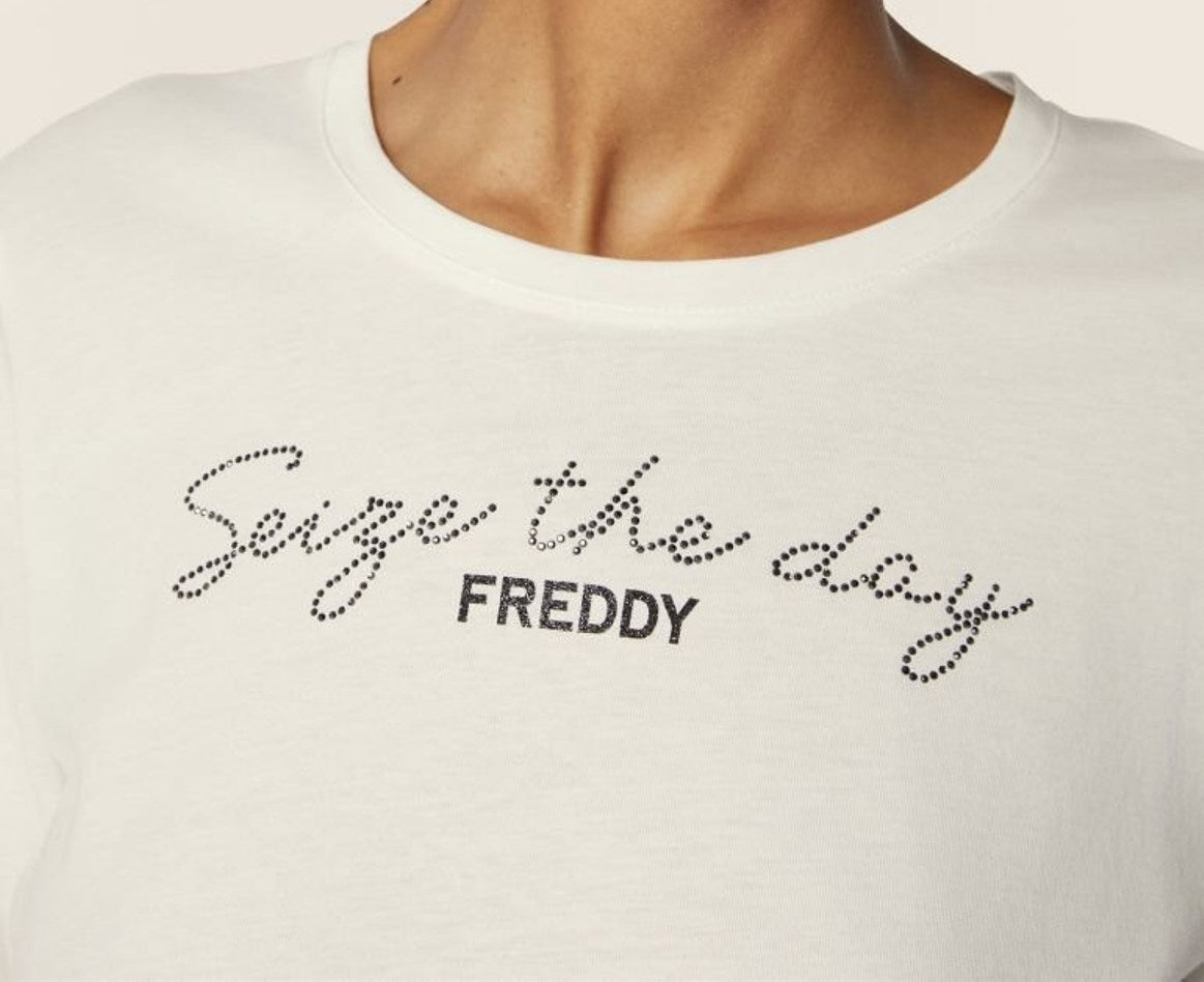 Freddy t-shirt m/l donna con scritta con strass